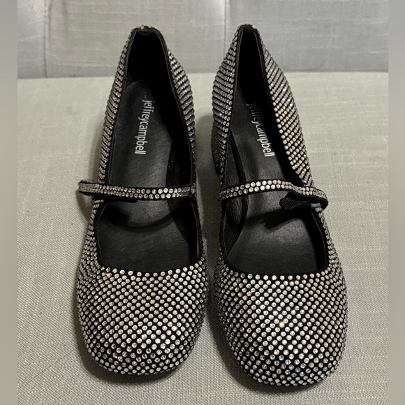 Jeffrey Campbell Regal Rhinestone  Embellished Block Heel Mary Jane’s size 6.5 - Picture 4 of 9